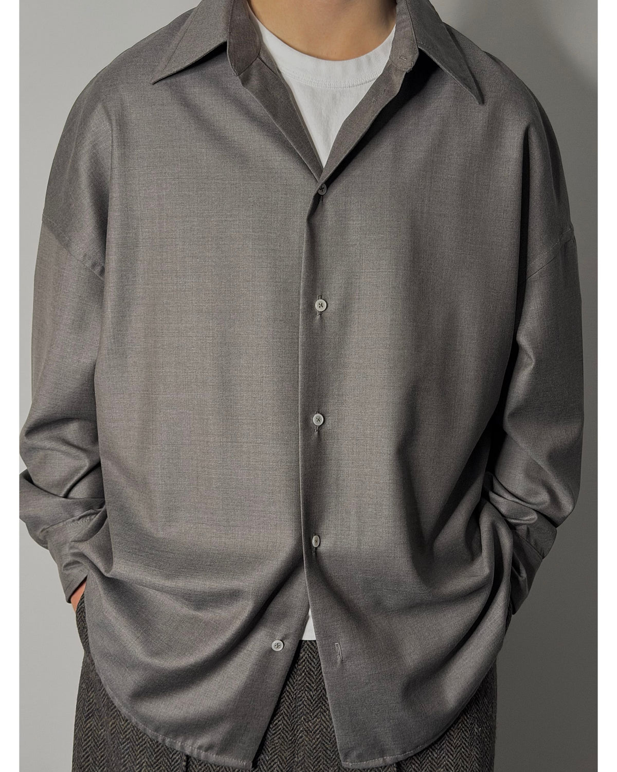 DIVI Grey Super 110s Wool Shirt